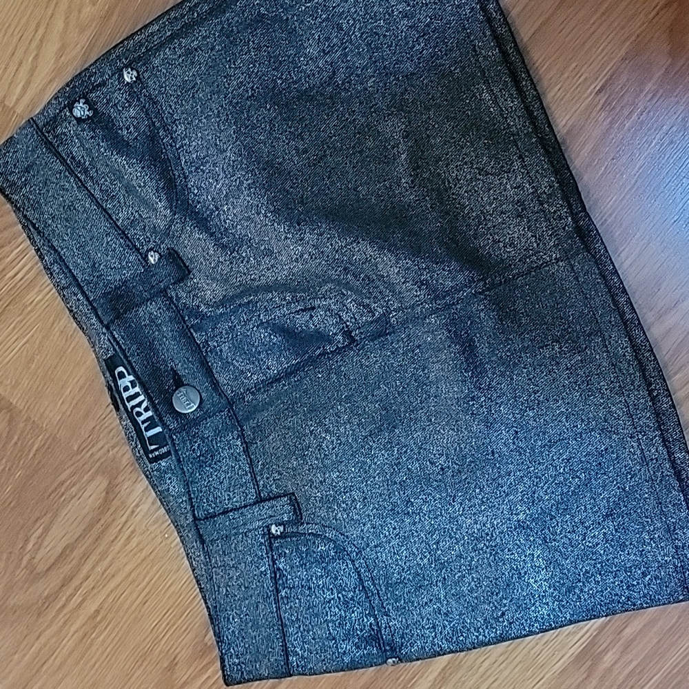 Tripp NYC stretch glitter denim skirt